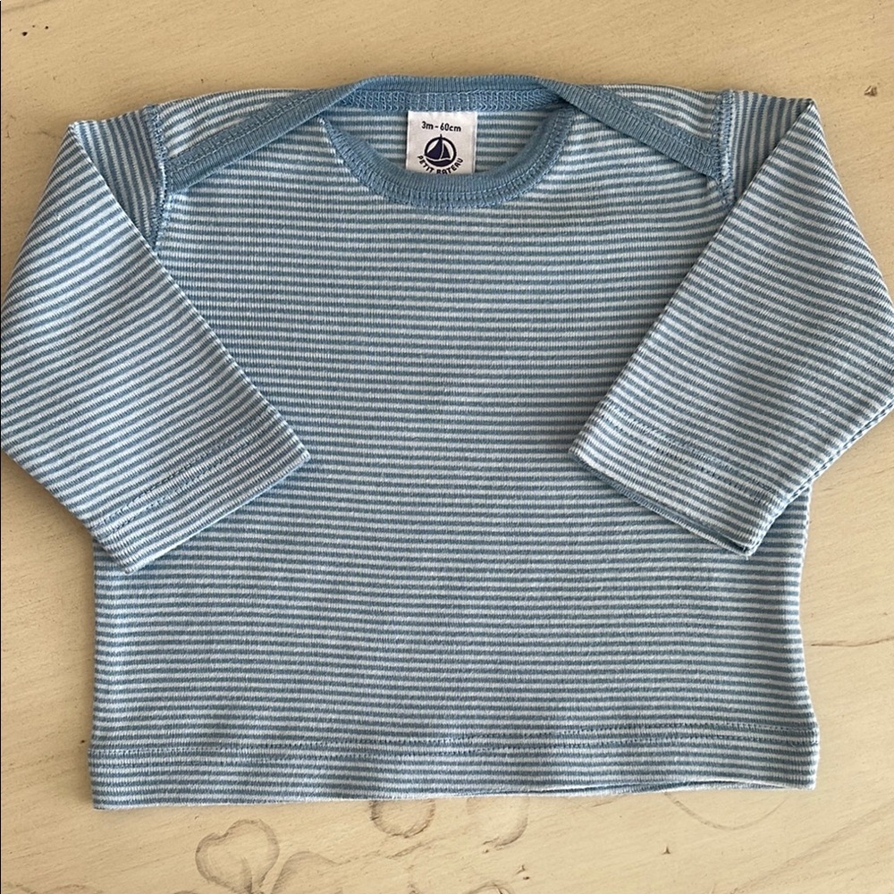 Petit Bateau Blue Long Sleeve Striped Tee